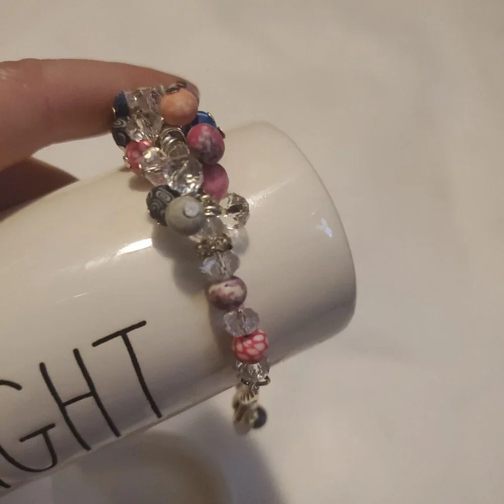 Girls Multicolor Fashion Jewelry Lobster Clasp Adjustable Cluster Bead Bracelet